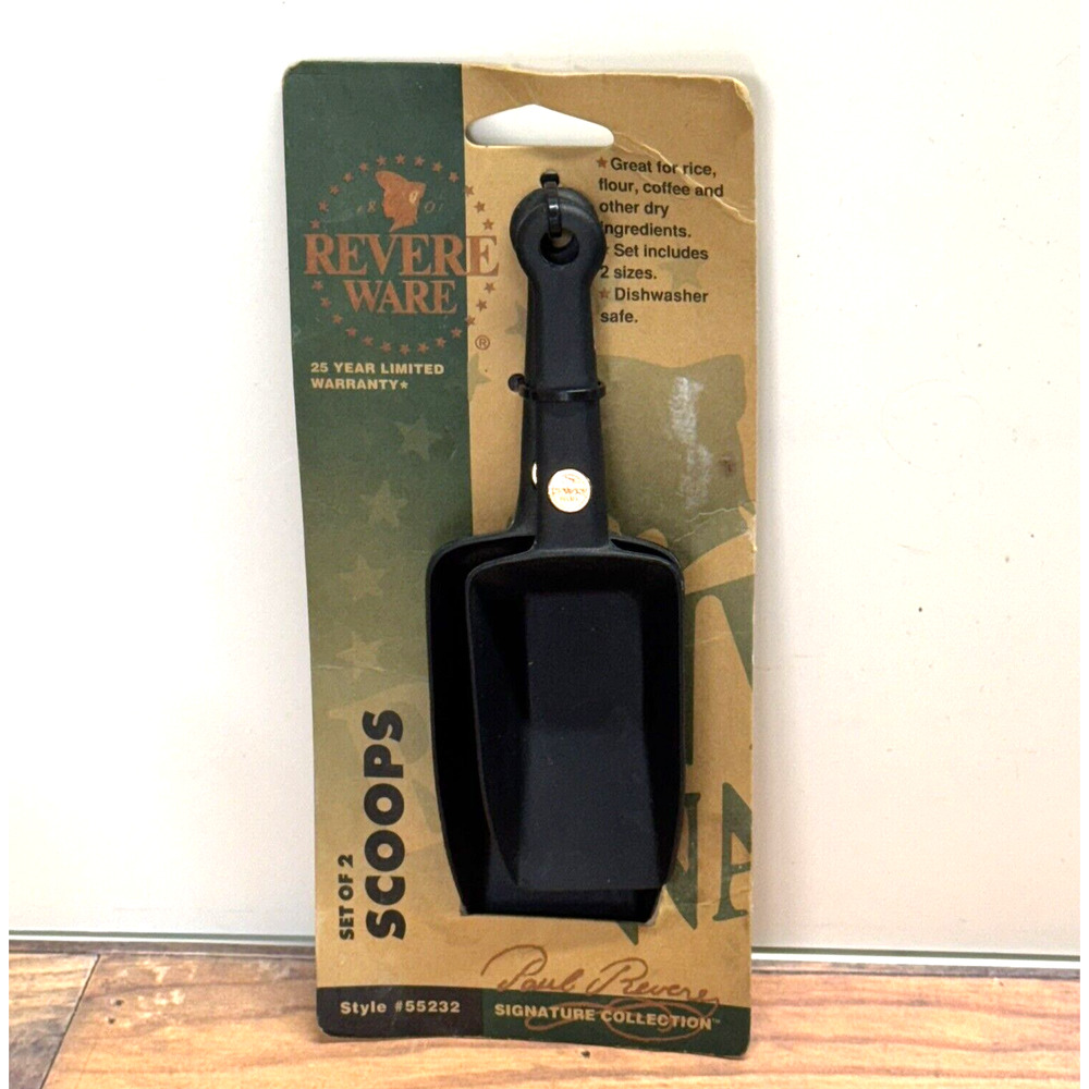 1996 Style #55232Revere Ware Molded Black Plastic Scoops Set‎ of 2 Brand New NOS